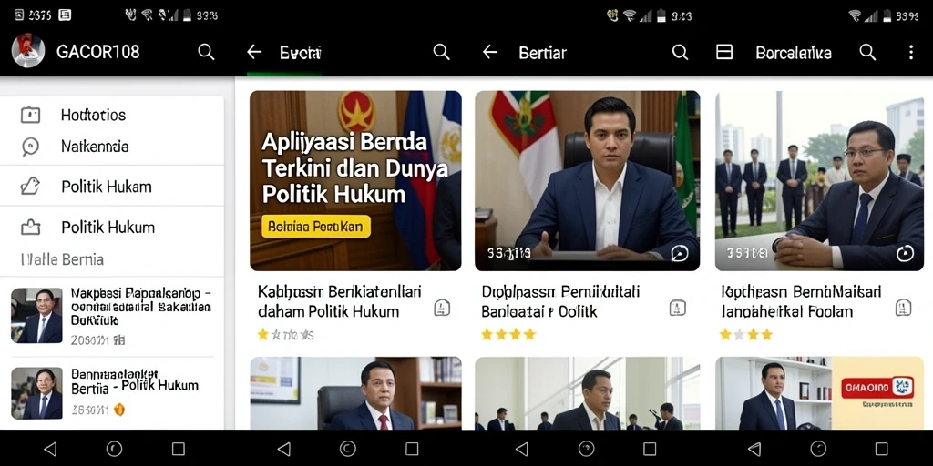 Antarmuka GACOR108 menampilkan berita politik dan hukum terbaru.