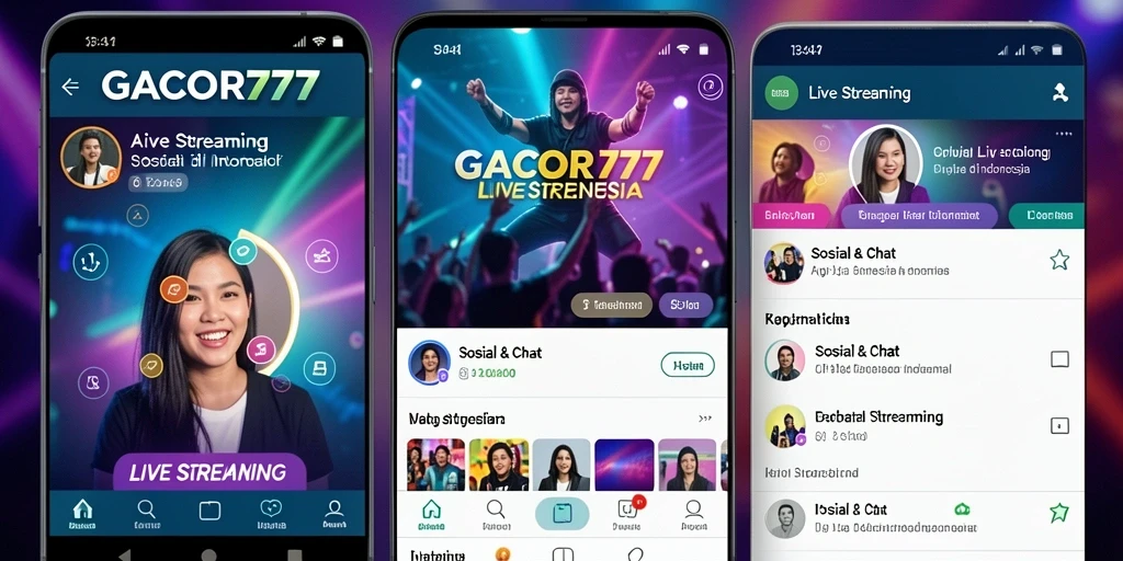 Screenshot antarmuka GACOR777 menampilkan fitur Live Streaming yang interaktif.