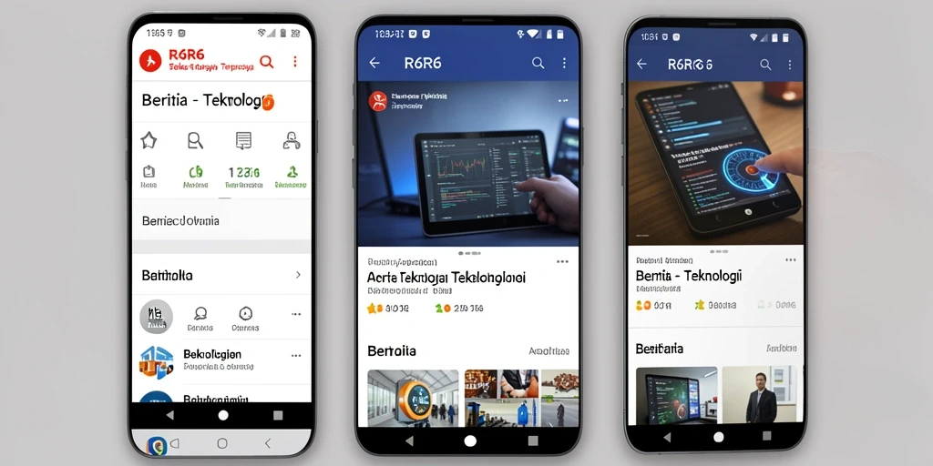 Tampilan utama R6R6 dengan berita teknologi terkini dan antarmuka yang mudah digunakan.