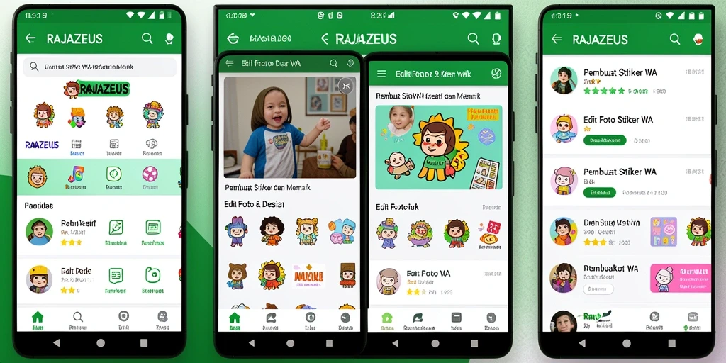Screenshot antarmuka RAJAZEUS yang menunjukkan fitur pembuat stiker yang mudah digunakan.