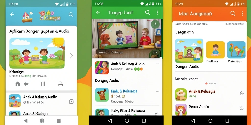 Antarmuka aplikasi TO288 dengan pilihan dongeng audio yang menarik.